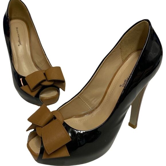 Bruno Menegatti Patent Leather Platform Heels Size 7 A9 - Picture 1 of 8